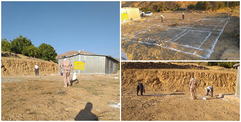 عملیات جانمایی و گچ ریزی مدرسه ساوان