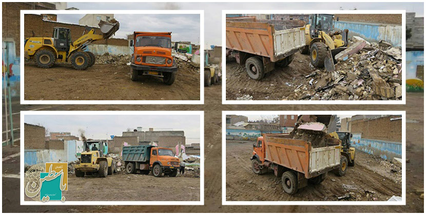 تخلیه نخاله‌های تخریب مدرسه
